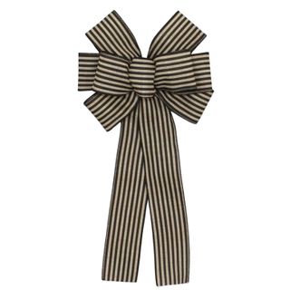 Black Natural Cabana Stripe Rustic Bow