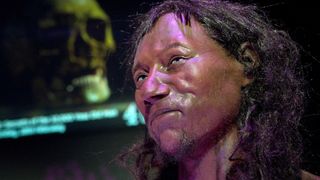 a reconstruction of a man with dark skin and hair