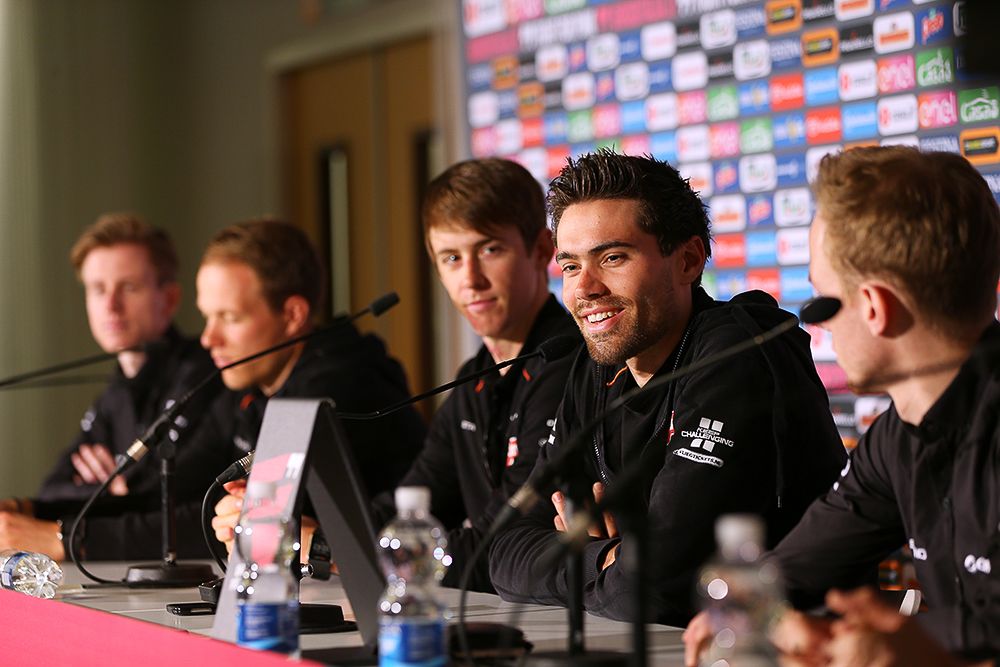 Giant-Alpecin riders answers questions during Wednesday's press conference.