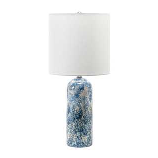 table lamp with blue and white ceramic base