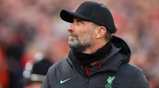 LIVERPOOL, ENGLAND - JANUARY 28: Jurgen Klopp the head coach / manager of Liverpool during the Emirates FA Cup Fourth Round match between Liverpool and Norwich City at Anfield on January 28, 2024 in Liverpool, England. (Photo by Robbie Jay Barratt - AMA/Getty Images)