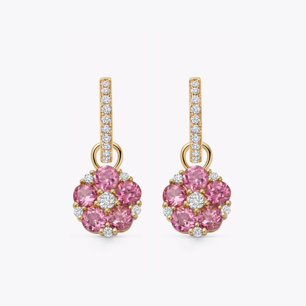 Petals Pink Tourmaline and Diamond Detachable Drops