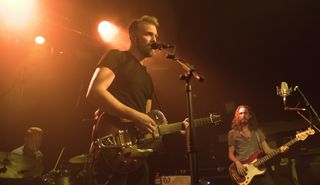(from left) Ryan Voth, Joey Landreth, and David Landreth of The Bros. Landreth perform at The Garage on March 3, 2016 in London