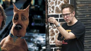 Scooby-Doo/James Gunn on the set of The Suicide Squad