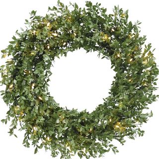 light-up boxwood wreath