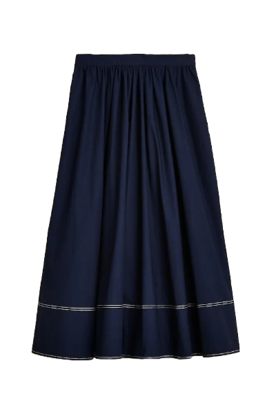 J.Crew, Contrast-Stitch Midi Skirt in Cotton Poplin (Was $128) 