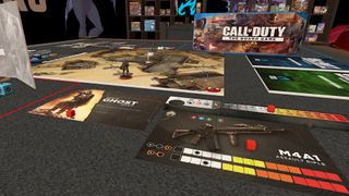 The board, cards, tokens, and screens from Call of Duty: The Board Game on Tabletop Simulator