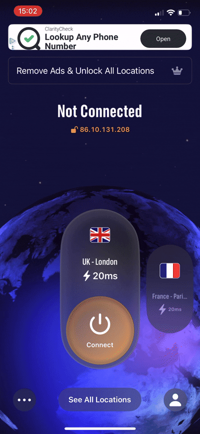 Video showing the time it takes to connect to EventVPN