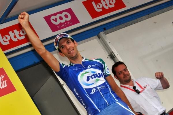 Laurent Mangel (Saur-Sojasun) on the podium