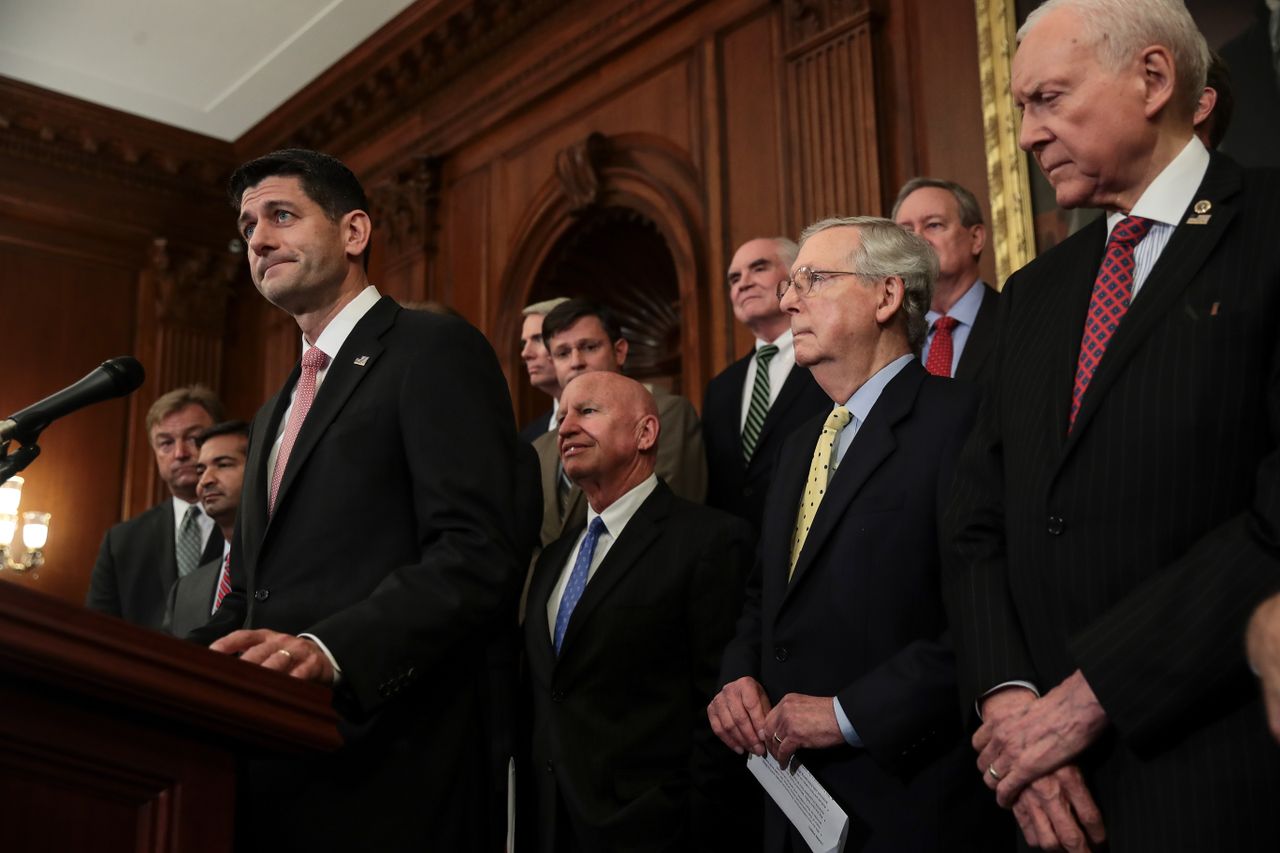 Paul Ryan at a news conference about tax reform