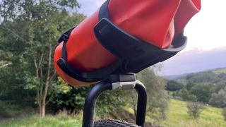 Close up of Aeroe Spider Rear Rack with landscape behind