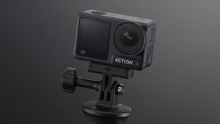The DJI Osmo Action 4 camera on a mini handheld tripod