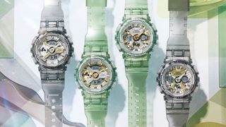 Casio G-Shock GMA-S110GS watches in silver and green