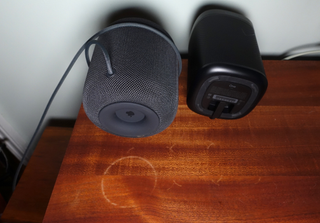 White rings caused by the Apple Homepod (left) and the Sonos One (right). Credit: Mike Prospero/Tom's Guide