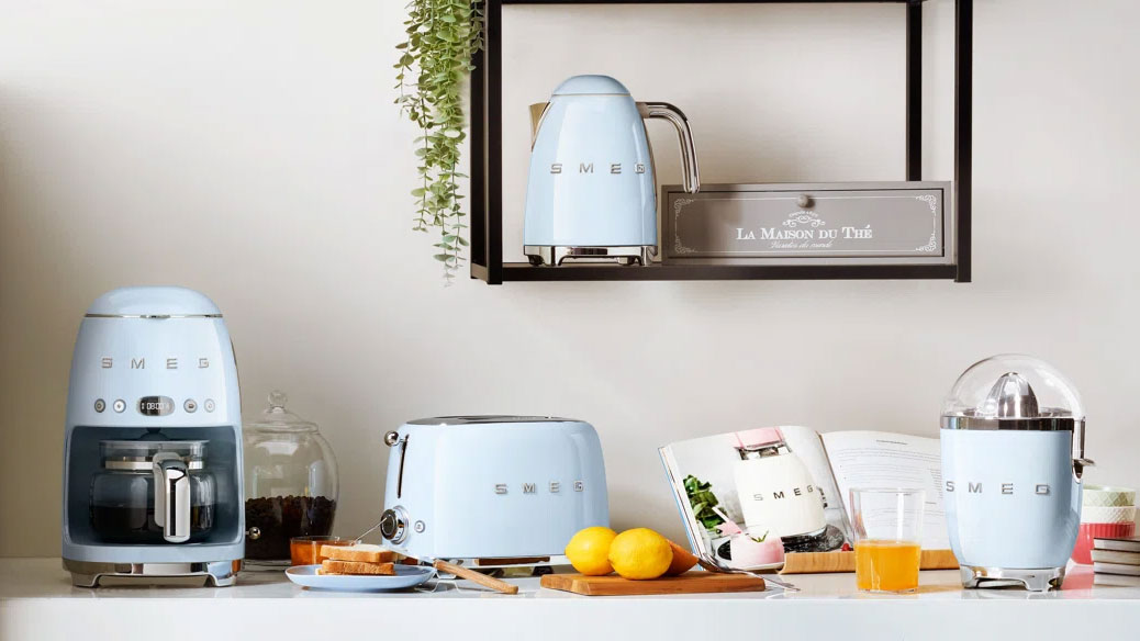 Smeg products in a line