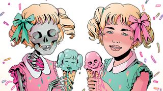 A girl and a skeleton on the cover of Ice Cream Man #43.