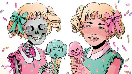 A girl and a skeleton on the cover of Ice Cream Man #43.