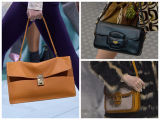 shoulder bags on the spring 2025 runways of Prada, Miu Miu, Valentino