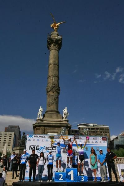 The stage eight podium.
