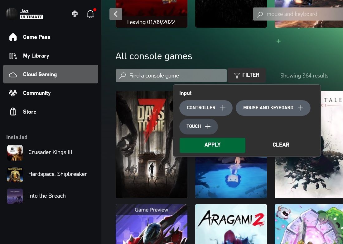 The first two games with keyboard & mouse support on Xbox cloud