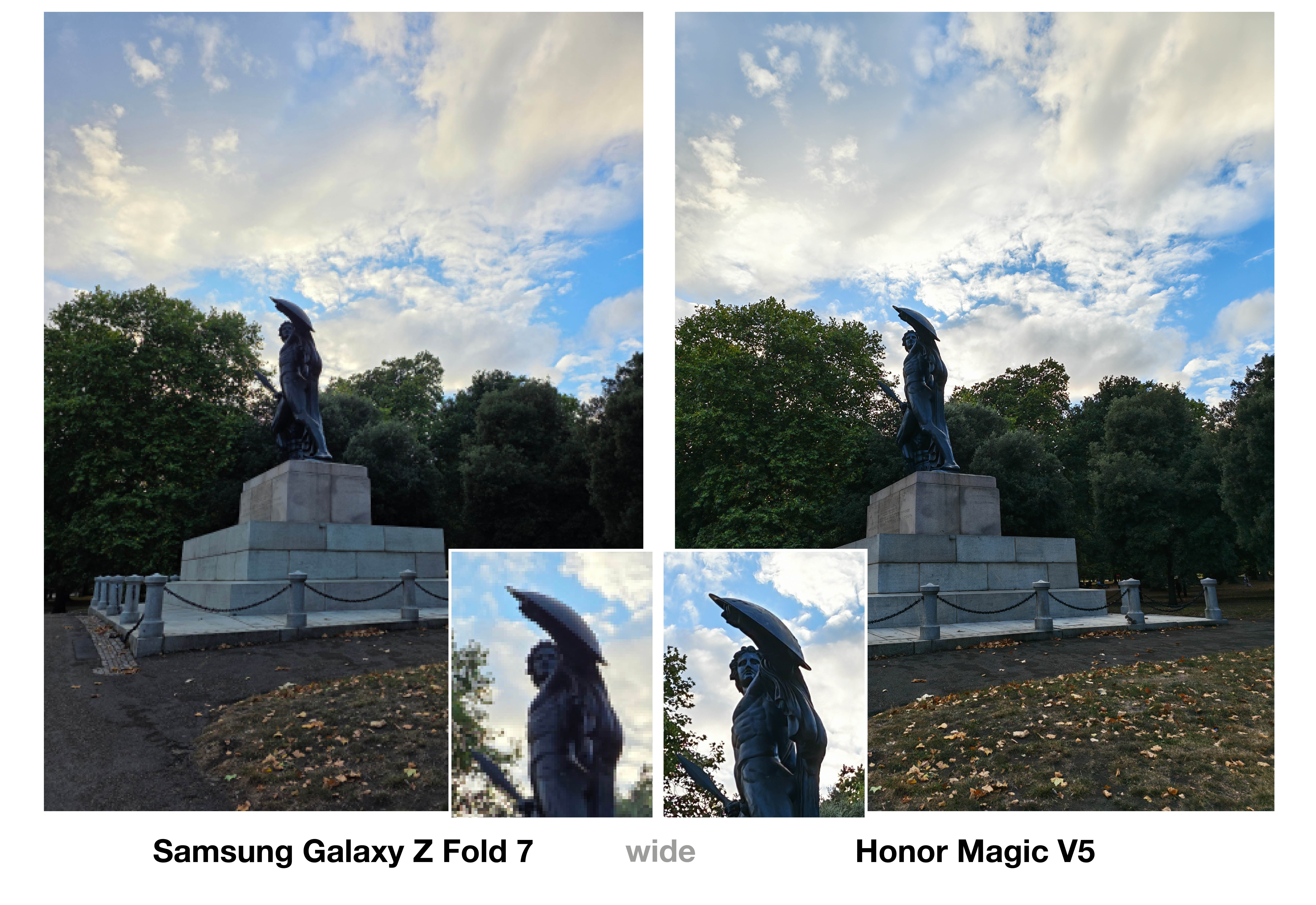 A camera comparison between the Samsung Galaxy Z Fold 7 and Honor Magic V5