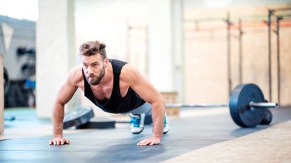 A man performing a push-up