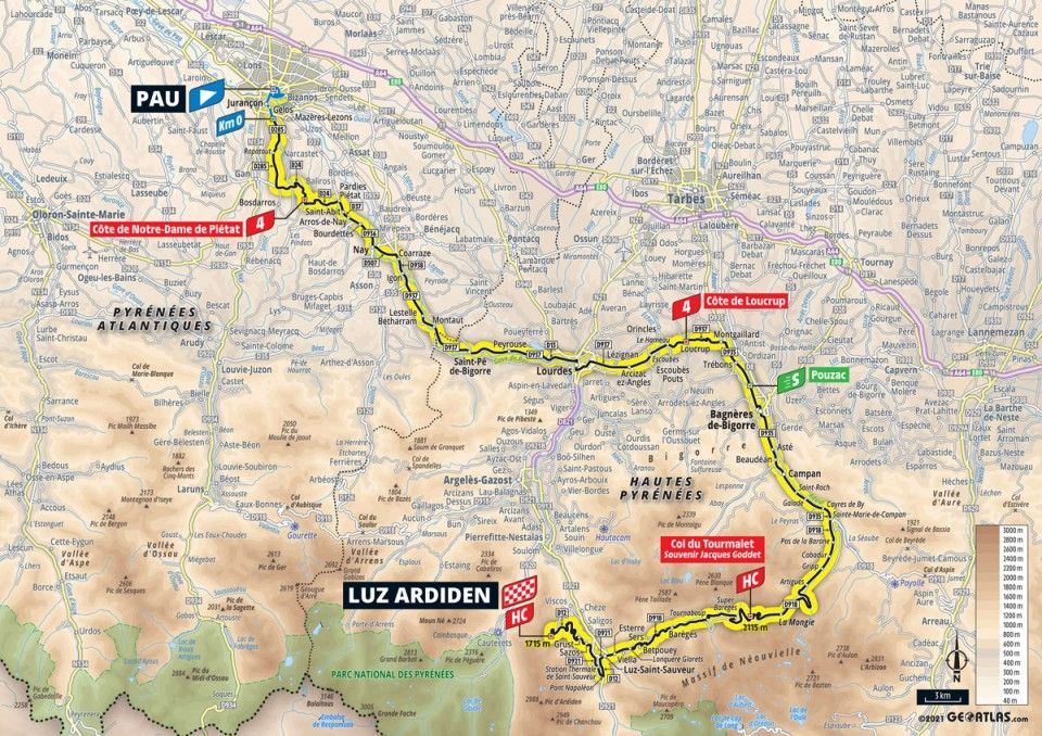 Tour de France 2021 stage 18 profile map