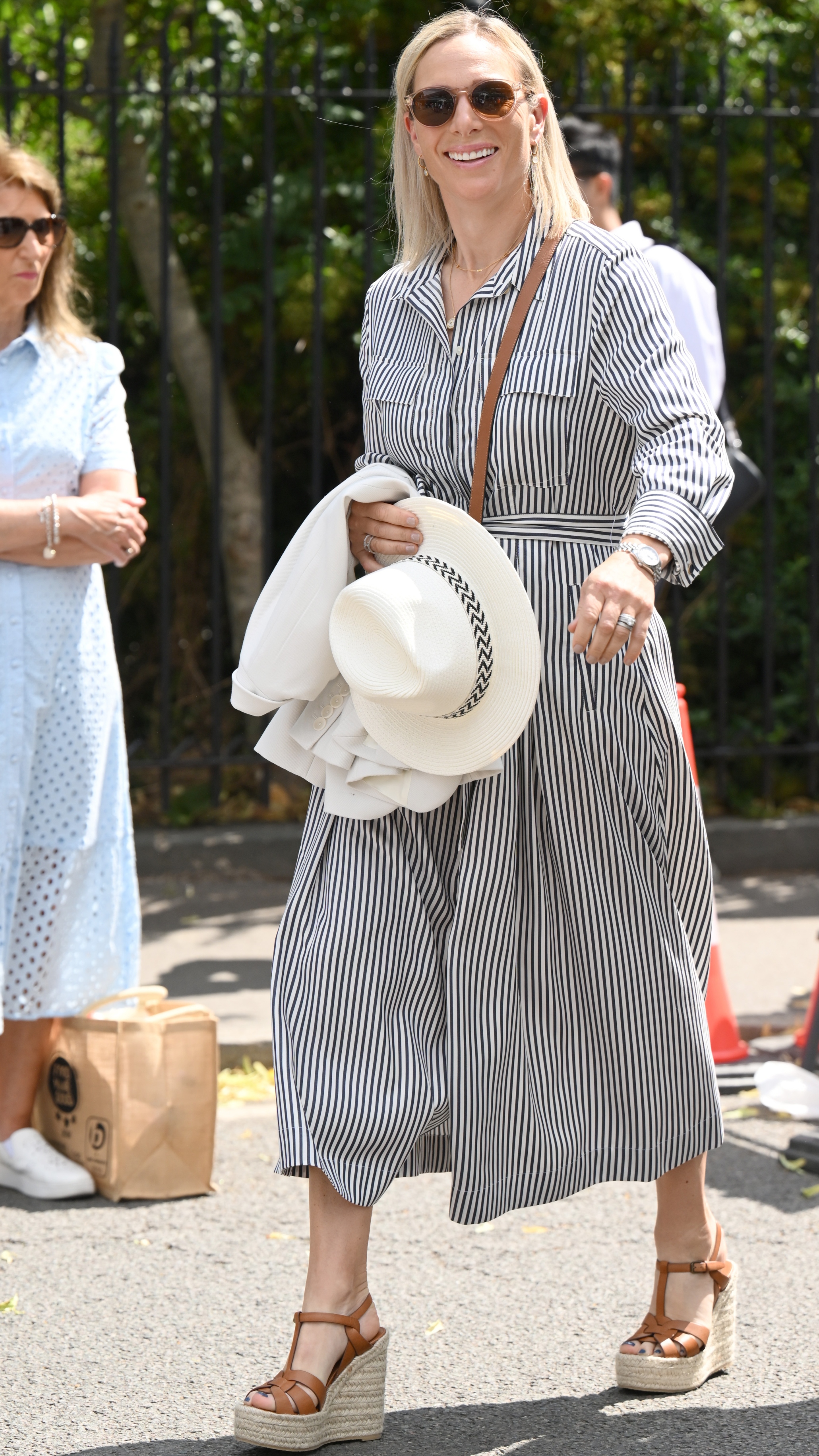 Zara Tindall attends day ten of the Wimbledon Tennis Championships at the All England Lawn Tennis and Croquet Club on July 12, 2023