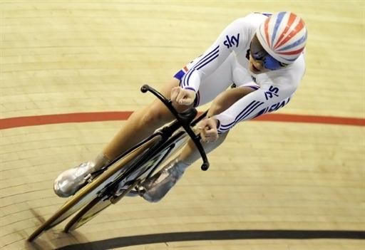 Britain's Wendy Houvenaghel rides to second