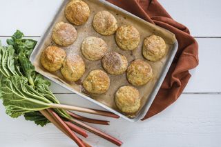 Rhubarb and stem ginger scones