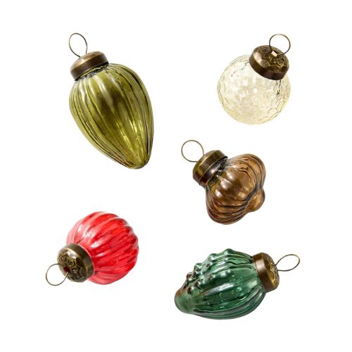 25pk Mini Vintage Glass Ornaments