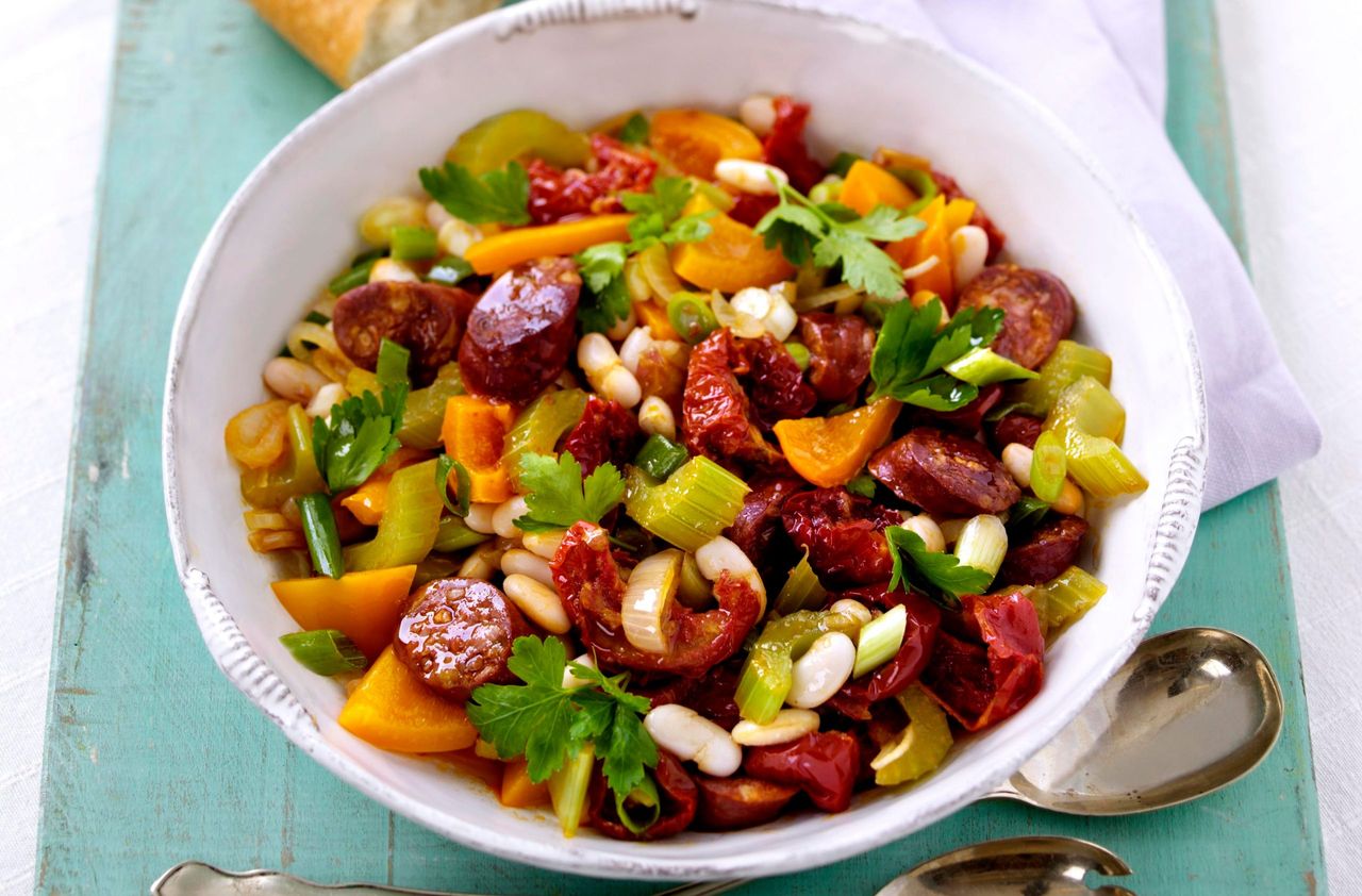 Chorizo and bean salad