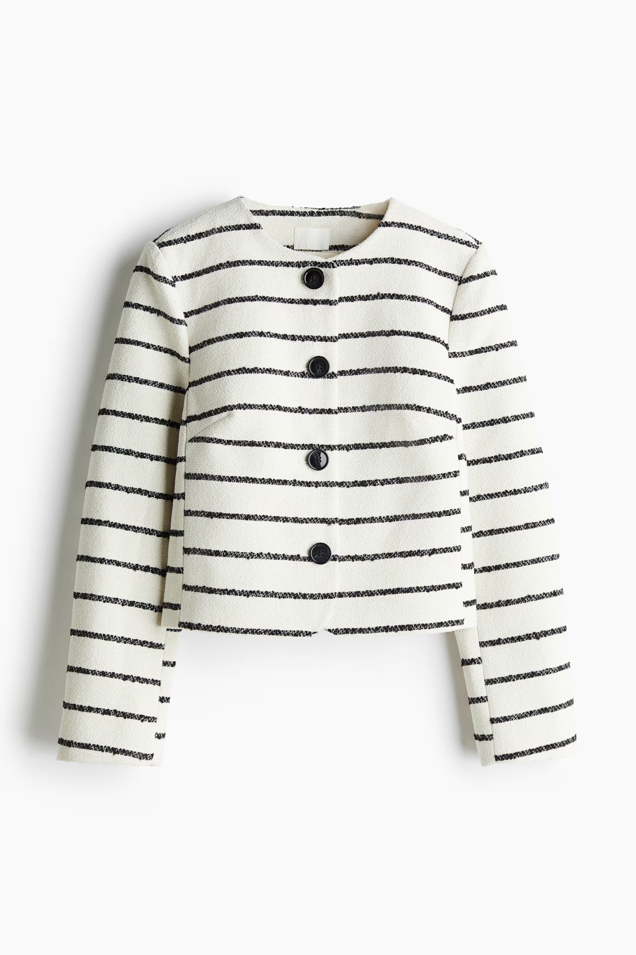 Asos Design Knitted Structured Crew Neck Cardigan in Mono Stripe