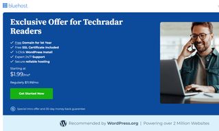 An image of TechRadar's landing page at Bluehost