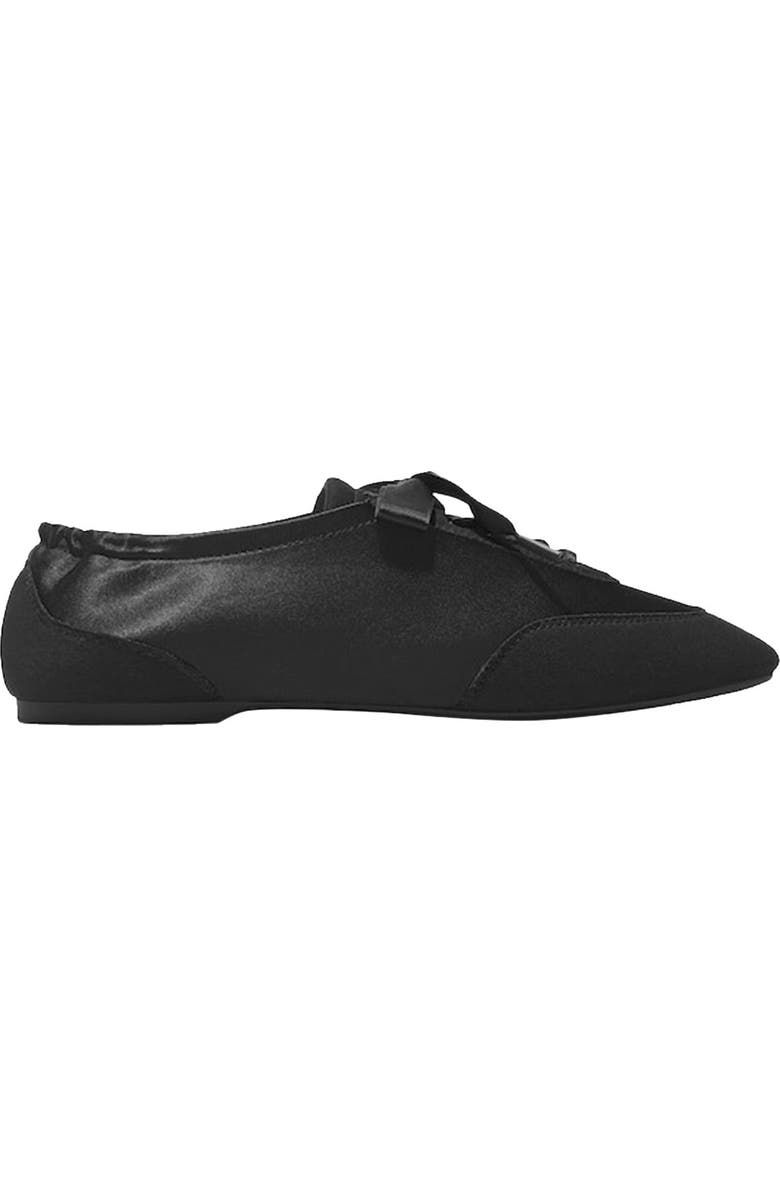 Square-Toe Lace-Up Satin Sneakerina