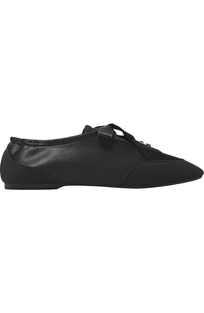Square-Toe Lace-Up Satin Sneakerina