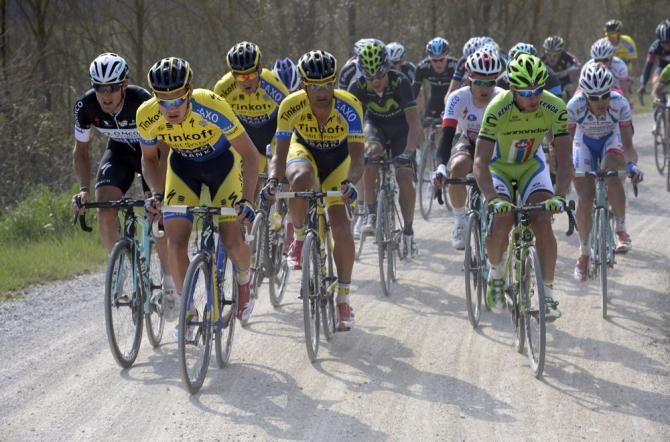 Saxo chase down a break with Sagan waiting to attack