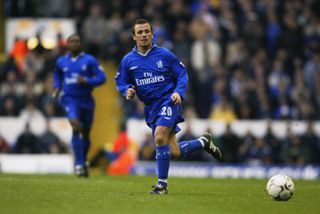 Jody Morris in action for Chelsea against Tottenham at White Hart Lane in November 2002.