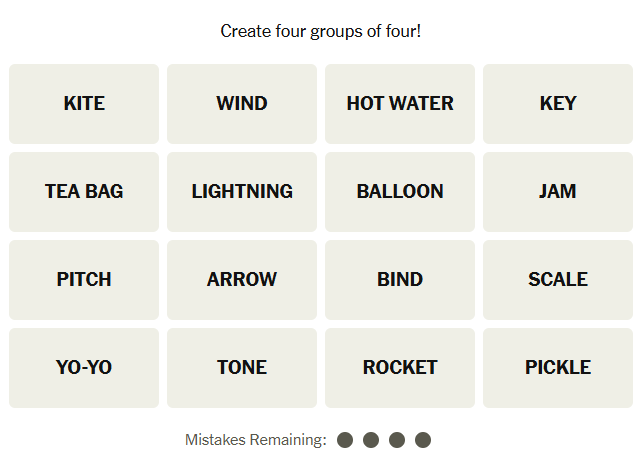 The New York Times Connections puzzle on March 17, 2026