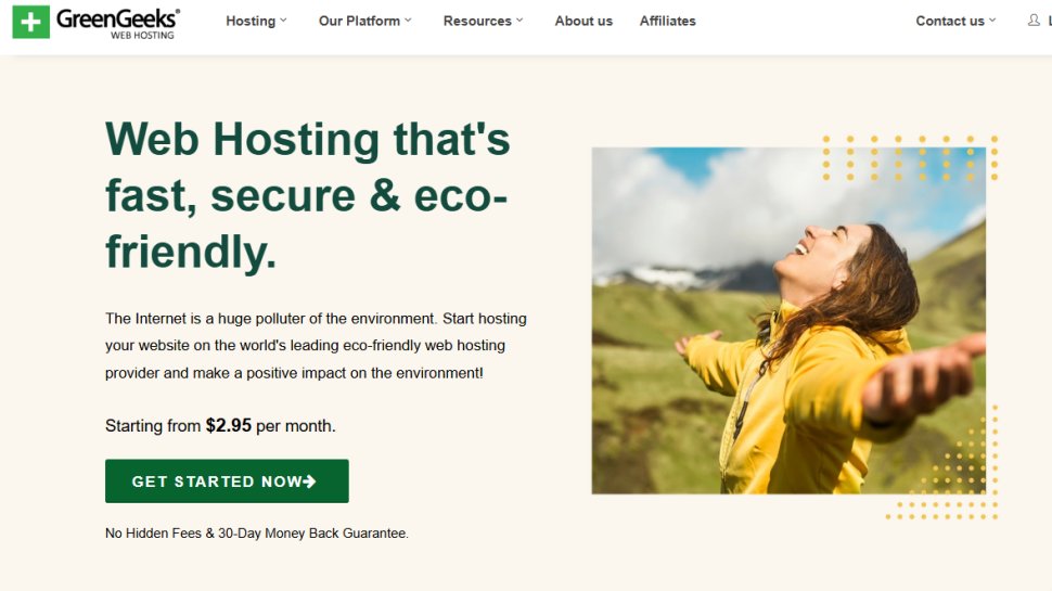 Website screenshot of GreenGeeks (July, 2025)