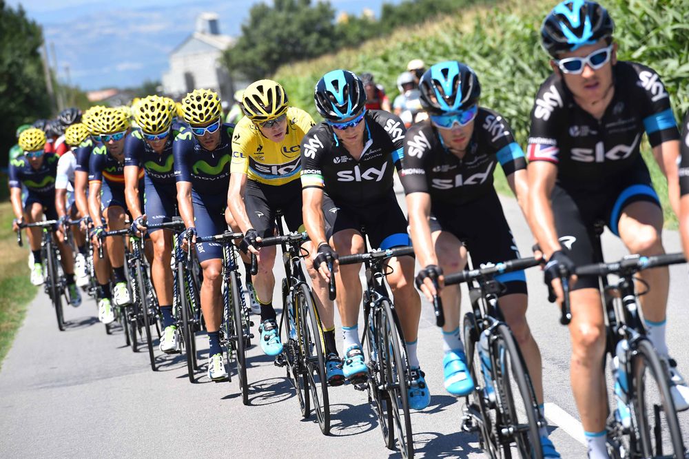 Team Sky on the front of the peloton