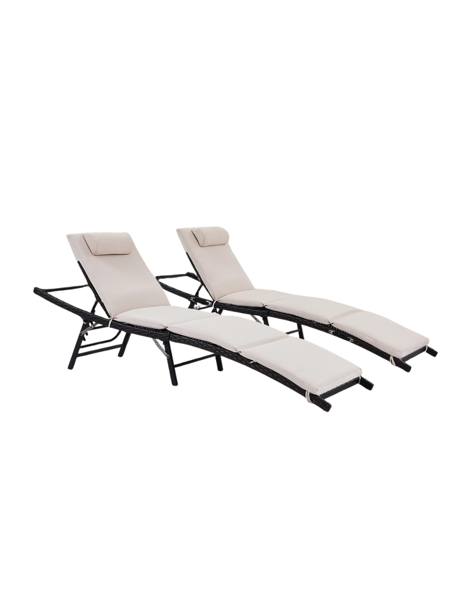 Asifom , Patio Chaise Lounges With Cushions