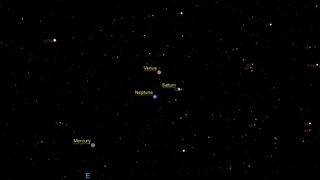 Saturn, Venus and Neptune come together in the eastern pre-dawn sky on April 28 to form a planetary triangle, with Mercury hugging the horizon to the left