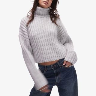 Rib Crop Turtleneck Sweater