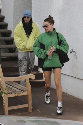 hailey bieber justin workout the row terrasse bag