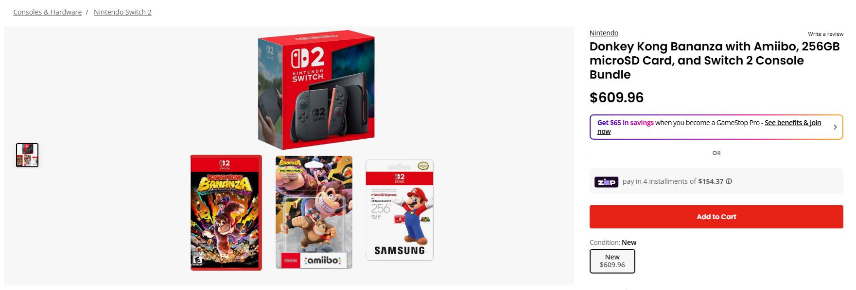 GameStop Switch 2 Donkey Kong bundle