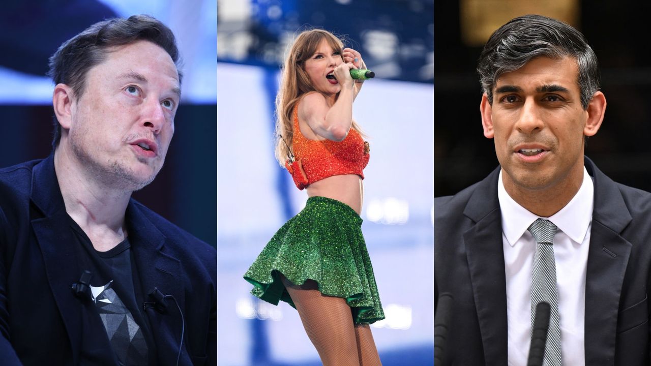 Elon Musk, Taylor Swift and Rishi Sunak 