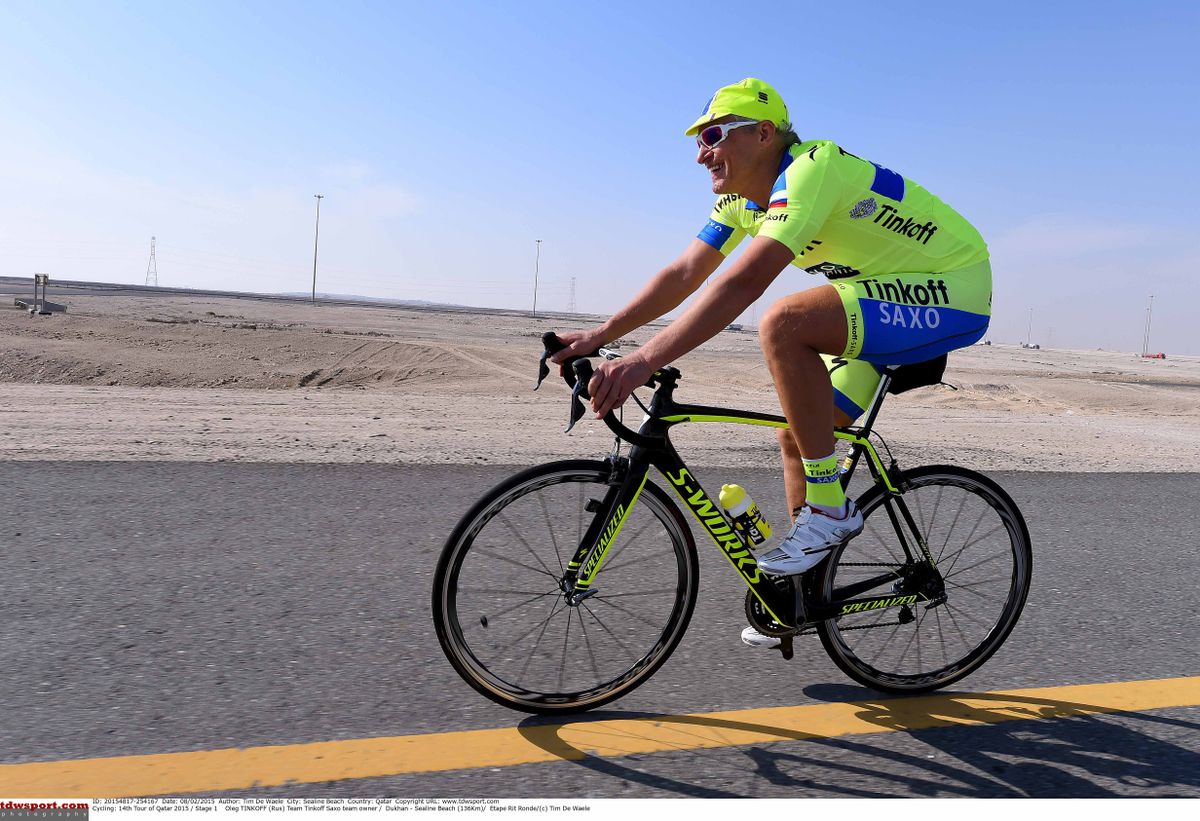 Tinkoff-Saxo owner Oleg Tinkov samples the Tour of Qatar parcours.