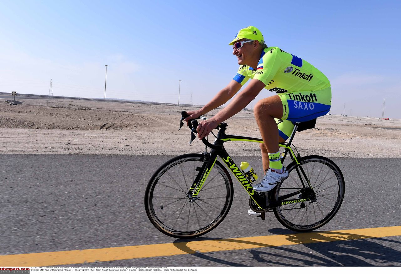 Tinkoff-Saxo owner Oleg Tinkov samples the Tour of Qatar parcours.