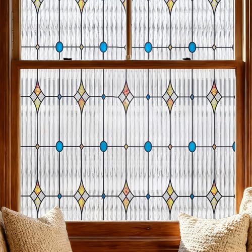 Stained Glass Window Film Privacy for Glass Windows, Starburst44x200cm